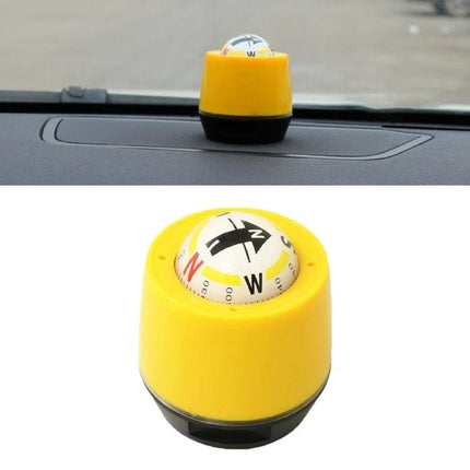 Compact Compass for Daily Driving Direction and Travel Guidance — yellow dashboard compass with adhesive base for commutes and road trips