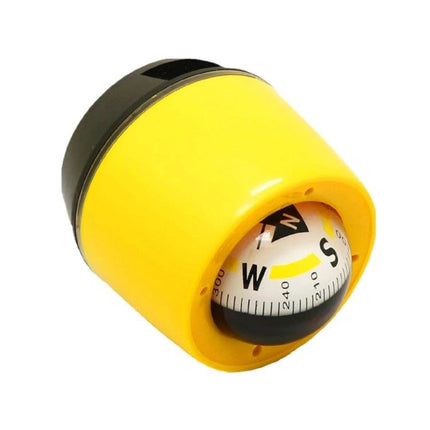 Compact Compass for Daily Driving Direction and Travel Guidance mounted on a yellow dash pod for quick in-car orientation