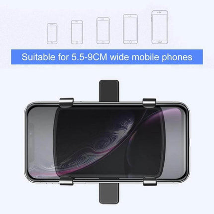 Universal Car Dashboard Mobile Phone Holder with Adjustable Angle showing a phone mounted, suitable for 5.5–9CM wide devices