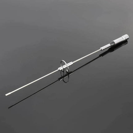 Dual Segment UV Car Radio Antenna for Vehicle Reception mounted stainless steel dual-band 144/430MHz whip on reflective black surface