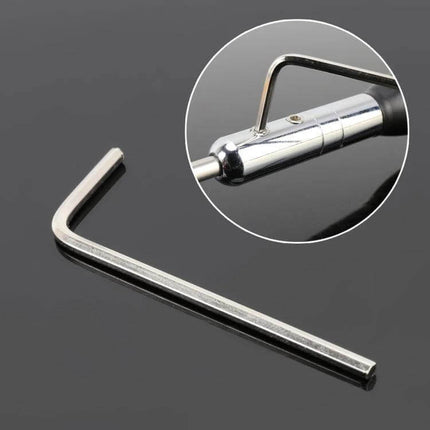 Dual Segment UV Car Radio Antenna for Vehicle Reception - replacement L-shaped hex wrench tool and chrome antenna base close-up