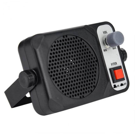 Compact black Car External Speakers For Radios Everyday In Car Audio with volume knob, red power switch and mounting bracket for DIY installs