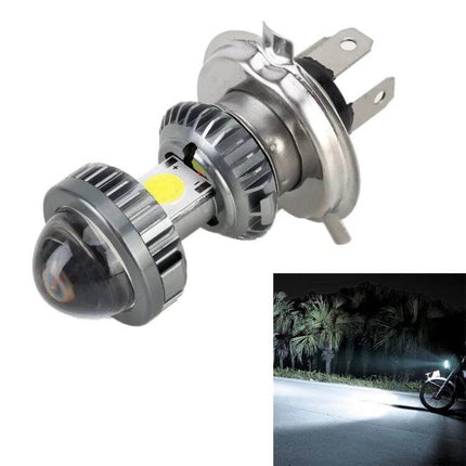White H4 LED Headlight for Motorcycles and Scooters - 6000K bright white LED bulb for improved night visibility and energy-efficient motorcycle/scooter lighting