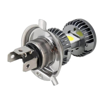 White H4 LED Headlight for Motorcycles and Scooters high-output 6000K LED bulb with aluminum heat sink - bright white upgrade for better night visibility