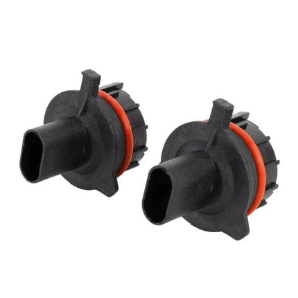 H7 Headlight Bulb Base Retainer Holder Adapter for BMW Cars - pair of black high-heat plastic H7 bulb base retainers with orange seals