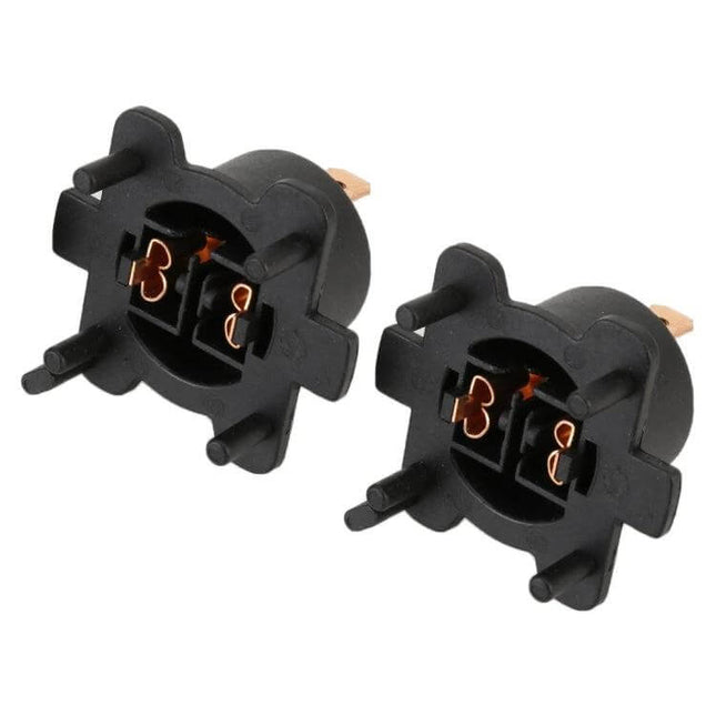 H7 Tail Lamp Holder For Mazda LED Bulb Adapter Kit - pair of black plastic H7 socket adapters to secure and stabilize LED tail light bulbs