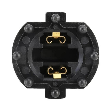H7 Headlight Adapter For Secure LED Bulb Installation - close-up of black H7 adapter socket with gold contacts for stable LED bulb mounting