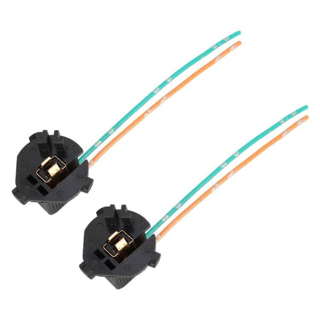 H1 Tail Lamp Holder for Kia 1 Pair Secure LED Bulb Fit - black plastic H1 adapter with green and orange wires for Kia K7 tail lamp