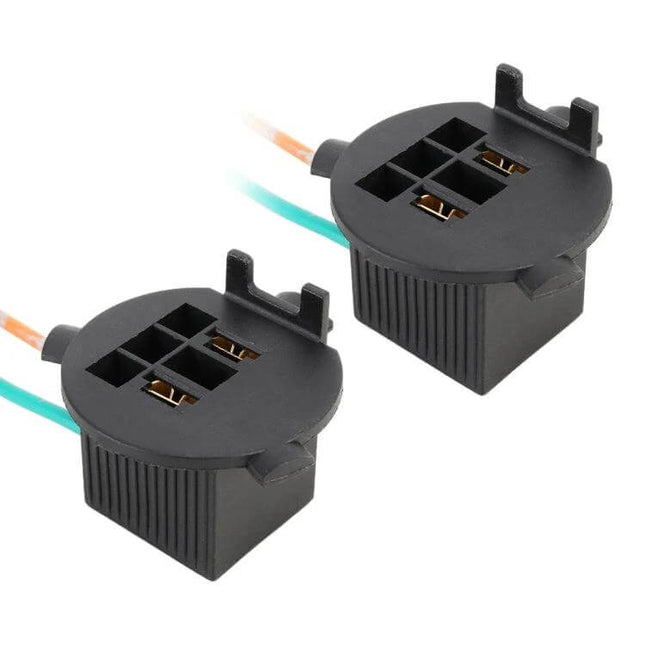 H7 Tail Lamp Holder For Hyundai Santa Fe Easy Bulb Replacement - pair of black H7 bulb socket adapters for stable LED upgrades