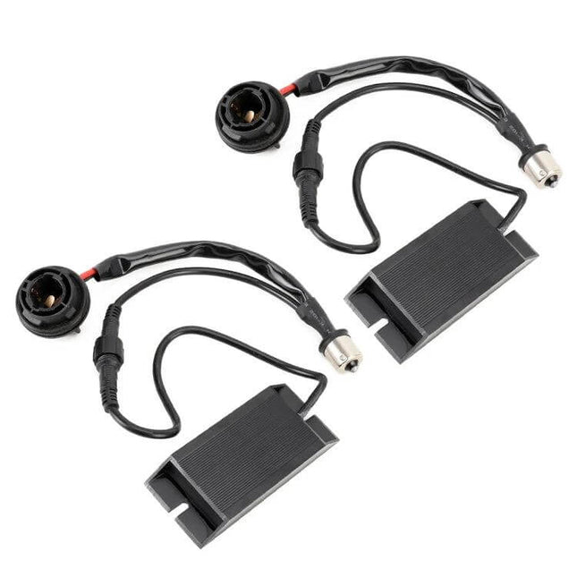 2 Pack LED Turn Signal Light Decoder With Dual Resistance - plug-and-play 12V anti-flicker decoders for LED turn signals and brake lights