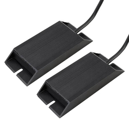2 Pack LED Turn Signal Light Decoder With Dual Resistance compact black plug-and-play decoders for 12V turn signals and brake lights