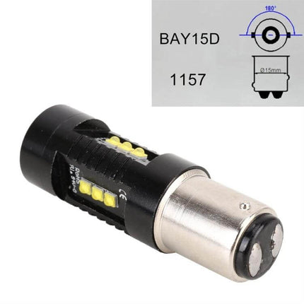 2-Pack LED Car Brake Lights For Everyday Driving Use - black BAY15D 1157 LED bulb, easy-install daily driving brake light replacement