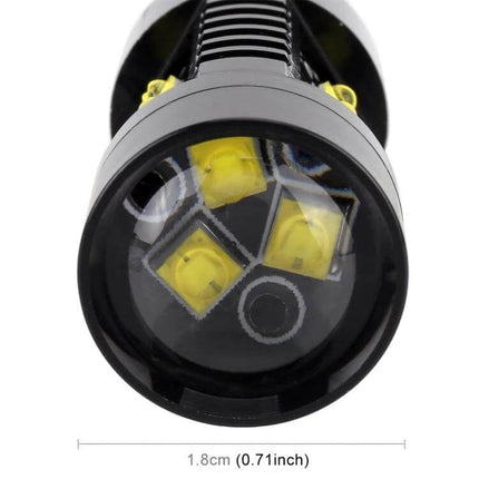 2-Pack LED Car Brake Lights For Everyday Driving Use - close-up of black LED brake bulb with three yellow LED chips, 1.8cm (0.71in) diameter