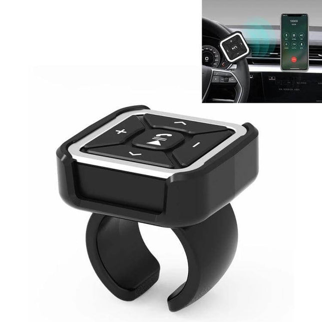 Car Bluetooth Hands Free Controller For Calls And Music - compact ring-mount remote for car, bike, motorcycle and ski use, call/music control without touching phone