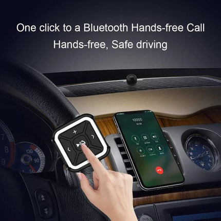Car Bluetooth Hands Free Controller For Calls And Music mounted on car dash for one-touch call and music control, safe driving