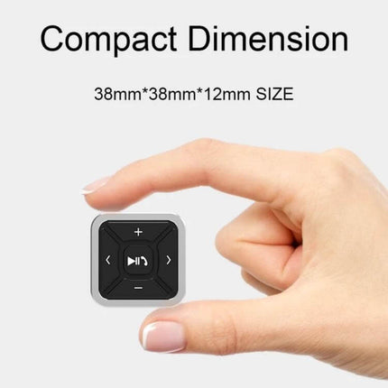 Car Bluetooth Hands Free Controller For Calls And Music compact 38x38x12mm in-hand view showing small portable music and call control