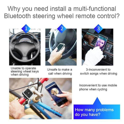 Car Bluetooth Hands Free Controller For Calls And Music compact multi-functional steering wheel remote for safe car, bike and outdoor use