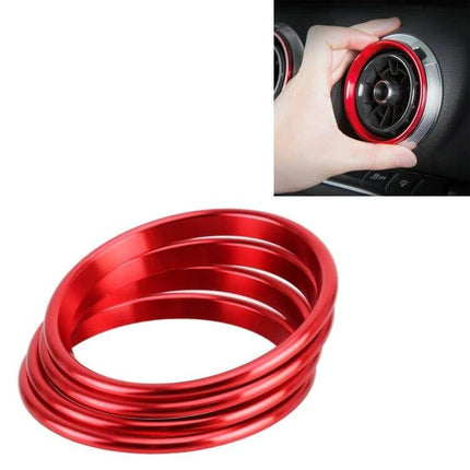 4 Pack Metal Air Outlet Decorative Rings for Audi A3, S3, Q2L - red metal vent trim set shown installed and stacked