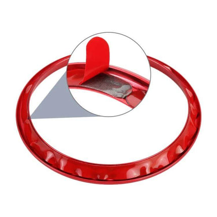 4 Pack Metal Air Outlet Decorative Rings for Audi A3, S3, Q2L - red metal vent ring close-up with adhesive backing shown