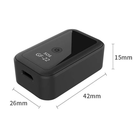 GF22 Magnetic Car GPS Tracker for Vehicle Security compact magnetic GPS tracker with SOS button and dimensions 42x26x15mm