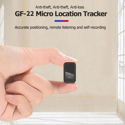 GF22 Magnetic Car GPS Tracker for Vehicle Security compact GF22 micro tracker held between fingers, showing small magnetic GPS tracker for cars