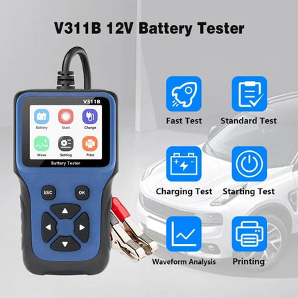 Essential Tool for Routine Car Battery Maintenance Checks - handheld V311B 12V battery tester for quick voltage, starting, charging and impedance tests