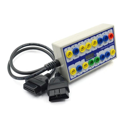 Reliable Break Out Box for Routine Vehicle Maintenance Tasks - OBD2 breakout box with labeled test ports and OBD connectors for diagnostics