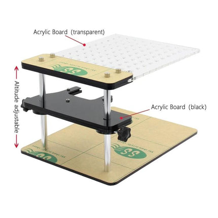 Compact Stand for Daily Vehicle Maintenance and Repair Tasks supporting ECU updates and diagnostics with adjustable acrylic boards for secure tool connections