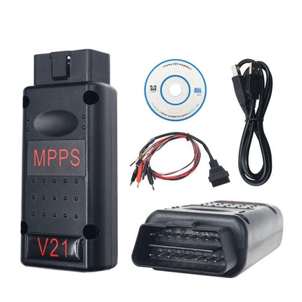 MPPS Diagnostic Tool for Routine Vehicle Maintenance Checks - OBD2 connector, cables and CD for home garage ECU checks