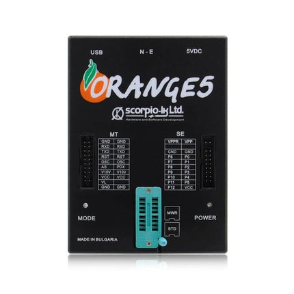 Orange5 Device for Home Electronics Repair Projects black programmer box with serial pinouts and USB connector