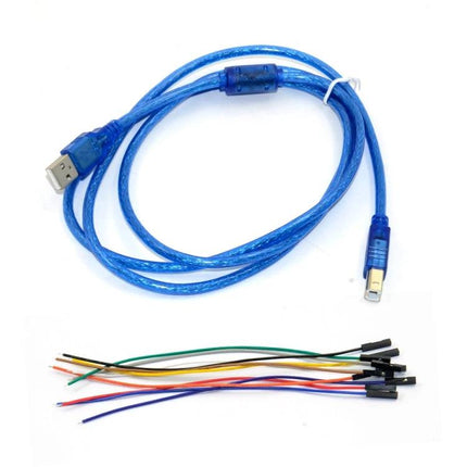 Orange5 Device for Home Electronics Repair Projects - blue USB to serial cable and jumper wires for COM port programming