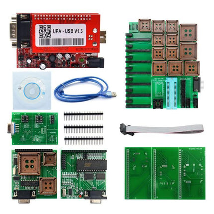 UPA Tool for Everyday Vehicle Maintenance Essentials USB programmer kit with adapters, cables and sockets for car electronic repairs