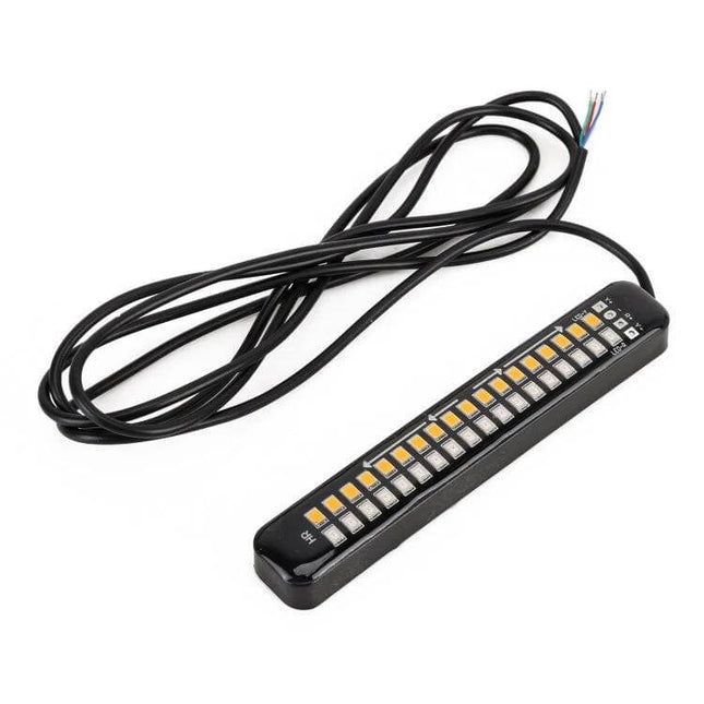 Dynamic Flowing Water Effect Motorcycle LED Turn Signal Light, 105mm - slim LED strip with wired connector for motorcycle signaling
