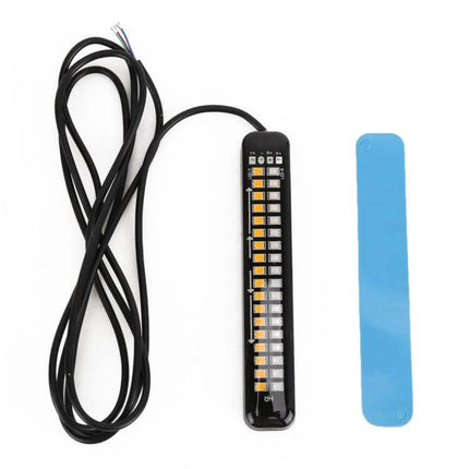 Dynamic Flowing Water Effect Motorcycle LED Turn Signal Light, 105mm - slim black LED strip with wiring and adhesive pad