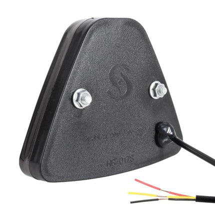 Car Triangle LED Light For Brake And Reversing Use - compact 12V triangular LED rear signal with wires and mounting bolts for brake and reverse visibility