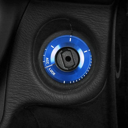 Self-Adhesive Mercedes-Benz Blue Car Decoration Sticker applied around car ignition switch, 4.8 x 0.2 cm blue accent on smooth surface
