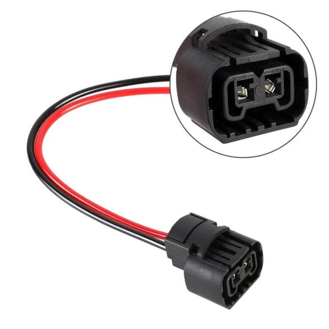 H16 Bulb Holder Base Female Socket With Cable For LED Bulbs 2 Pack - black 2-pin adapter cable showing red and black wires and close-up connector