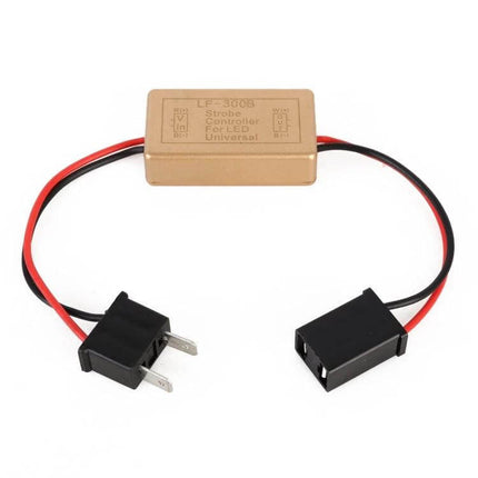 H7 LED Car Light Strobe 2 Pack For Easy Headlight Installation - compact H7 plug-and-play strobe module with tidy wiring, two-pack for quick headlight refresh