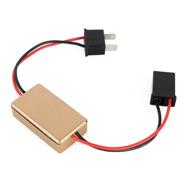 H7 LED Car Light Strobe 2 Pack For Easy Headlight Installation - gold compact plug-and-play H7 module with red and black wires