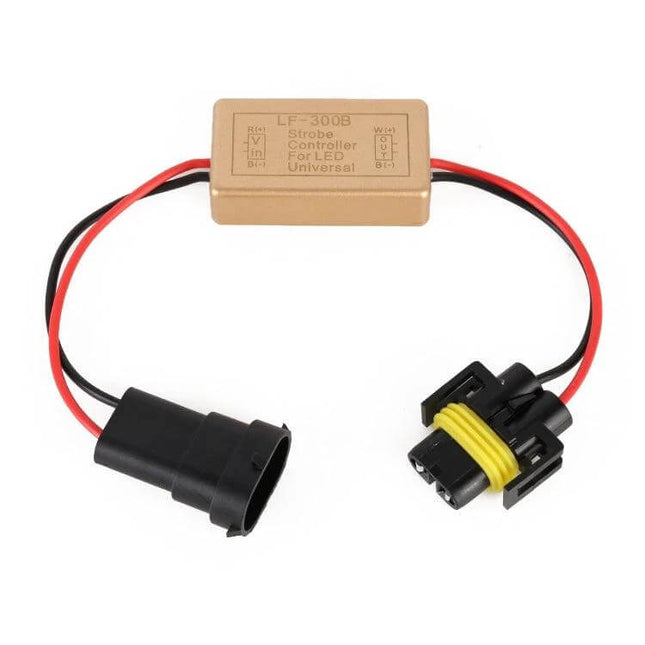 2-Pack Car H9/H8/H11 LED Light Strobe For Daily Driving compact plug-and-play strobe controller with H11 connector and wiring