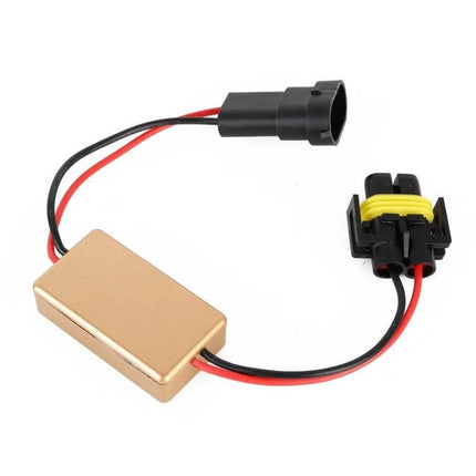 2-Pack Car H9/H8/H11 LED Light Strobe For Daily Driving gold resistor module with H9 H11 plug wiring, compact plug-and-play strobe kit