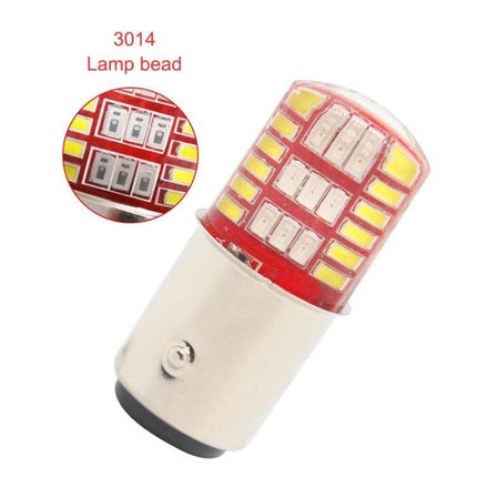2 Pack Dual Color LED Turn Signals For Car Or Motorcycle - close-up of single silicone-housed SMD-3014 LED bulb showing white and red dual-color LEDs