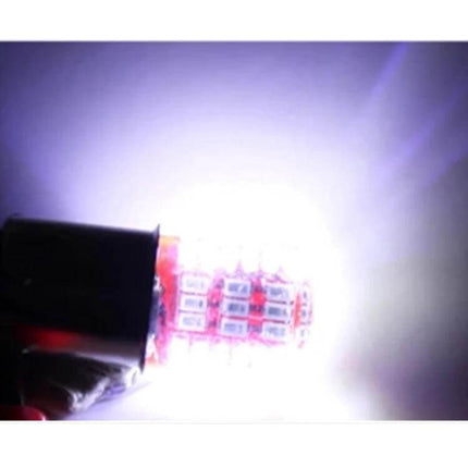 2 Pack Dual Color LED Turn Signals For Car Or Motorcycle - illuminated white SMD-3014 silicone housing bulb showing LED array