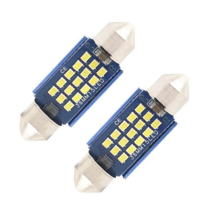 Car Reading Lamp Dome Light 36mm for Easy Interior Lighting — pair of 36x10mm blue LED festoon bulbs for car dome/map reading