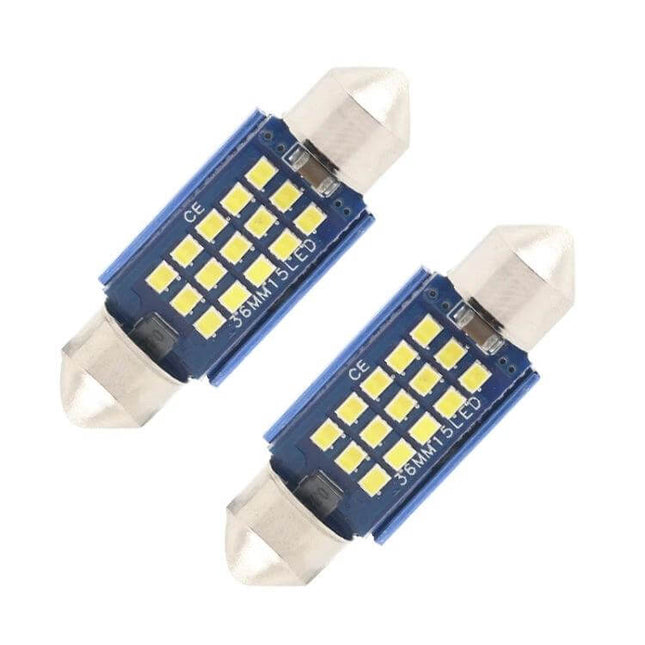 Car Reading Lamp Dome Light 36mm for Easy Interior Lighting — pair of 36x10mm blue LED festoon bulbs for car dome/map reading