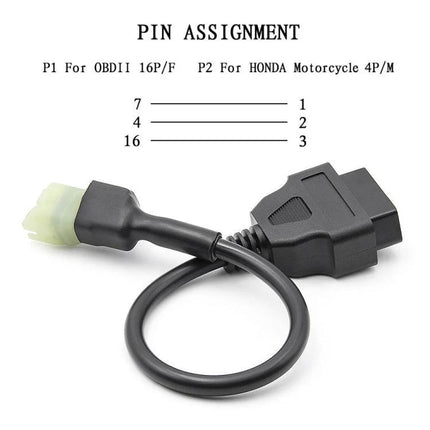 Cable for Honda Motorcycle Daily Maintenance Checks - OBDII 16P to Honda 4P diagnostic adapter cable for quick voltage and electrical checks