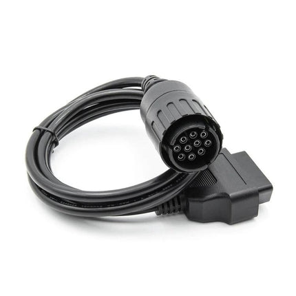 Cable for BMW Motorcycle Diagnostics and Maintenance Tools - black diagnostic cable with round 9-pin and rectangular connector for motorcycle troubleshooting