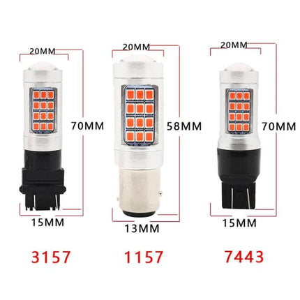 2-Pack Car Strobe Brake Lights For Everyday Driving - pair of 2835 LED strobe brake bulbs (3157, 1157, 7443) 12V easy-install high-visibility