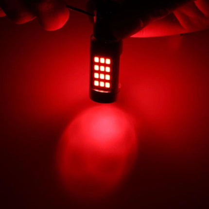 2-Pack Car Strobe Brake Lights For Everyday Driving - bright 2835 LED 42‑bead red strobe bulb shown illuminated, easy 12V install for increased visibility
