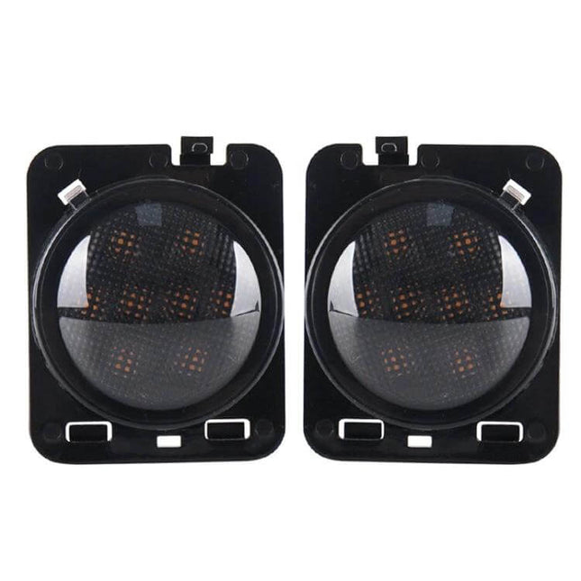 LED Wheel Eyebrow Turn Signals For Jeep Wrangler Easy To Install - pair of round black ABS LED wheel eyebrow turn signal lights for 2007-2017 Wrangler